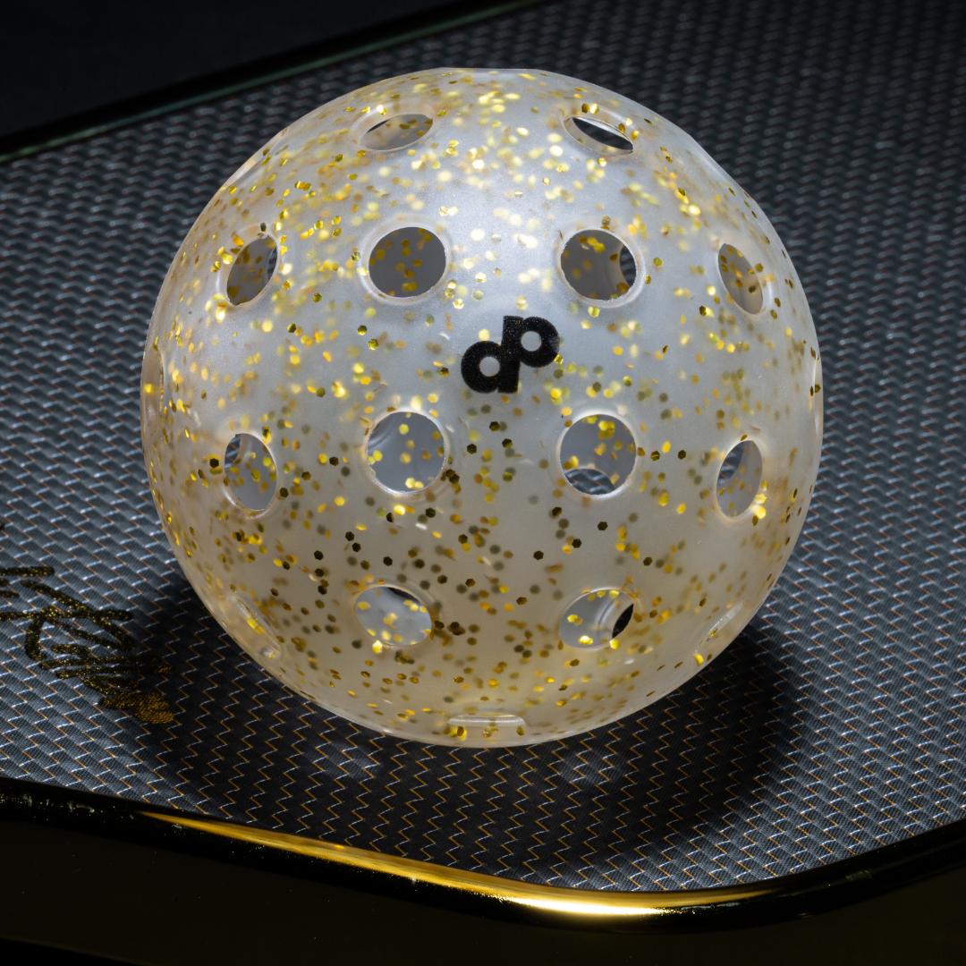 High Roller Gold Glitter Outdoor Pickleballs — 4 Pack