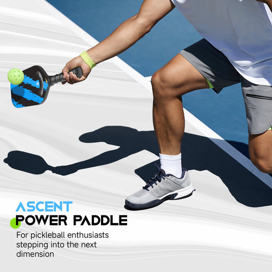 Ascent Power Sky Blue Paddle – 20mm 3K T300 Carbon Fiber Pickleball for Power & Precision