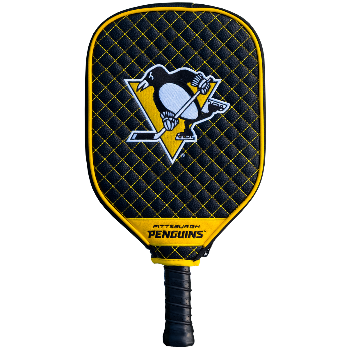Pittsburgh Penguins Quilted Pickleball Paddle Cover (Black)