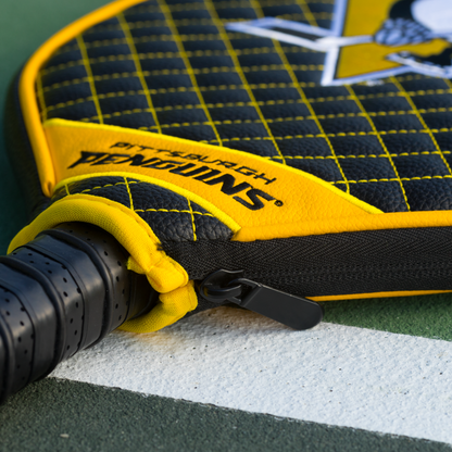 Pittsburgh Penguins Quilted Pickleball Paddle Cover (Black)
