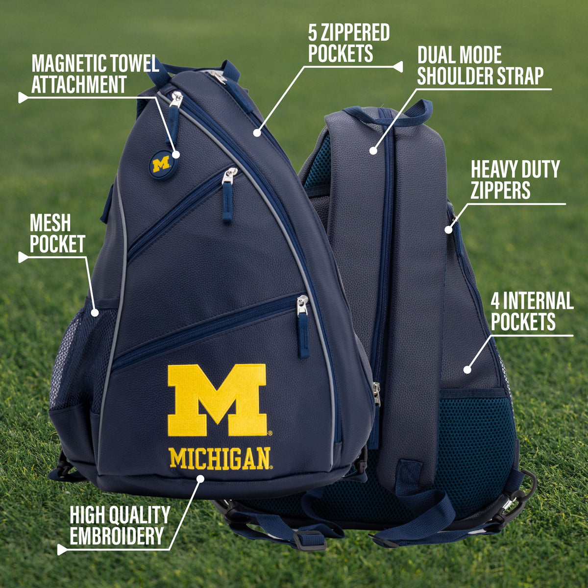Michigan Wolverines PU Leather Backpack