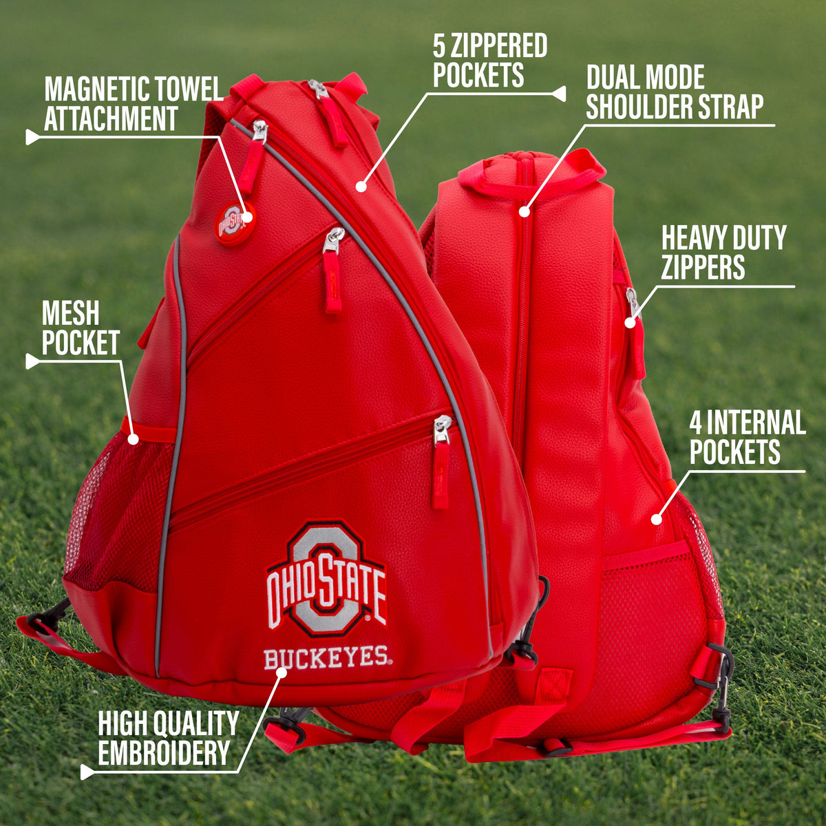 Ohio State Buckeyes PU Leather Backpack