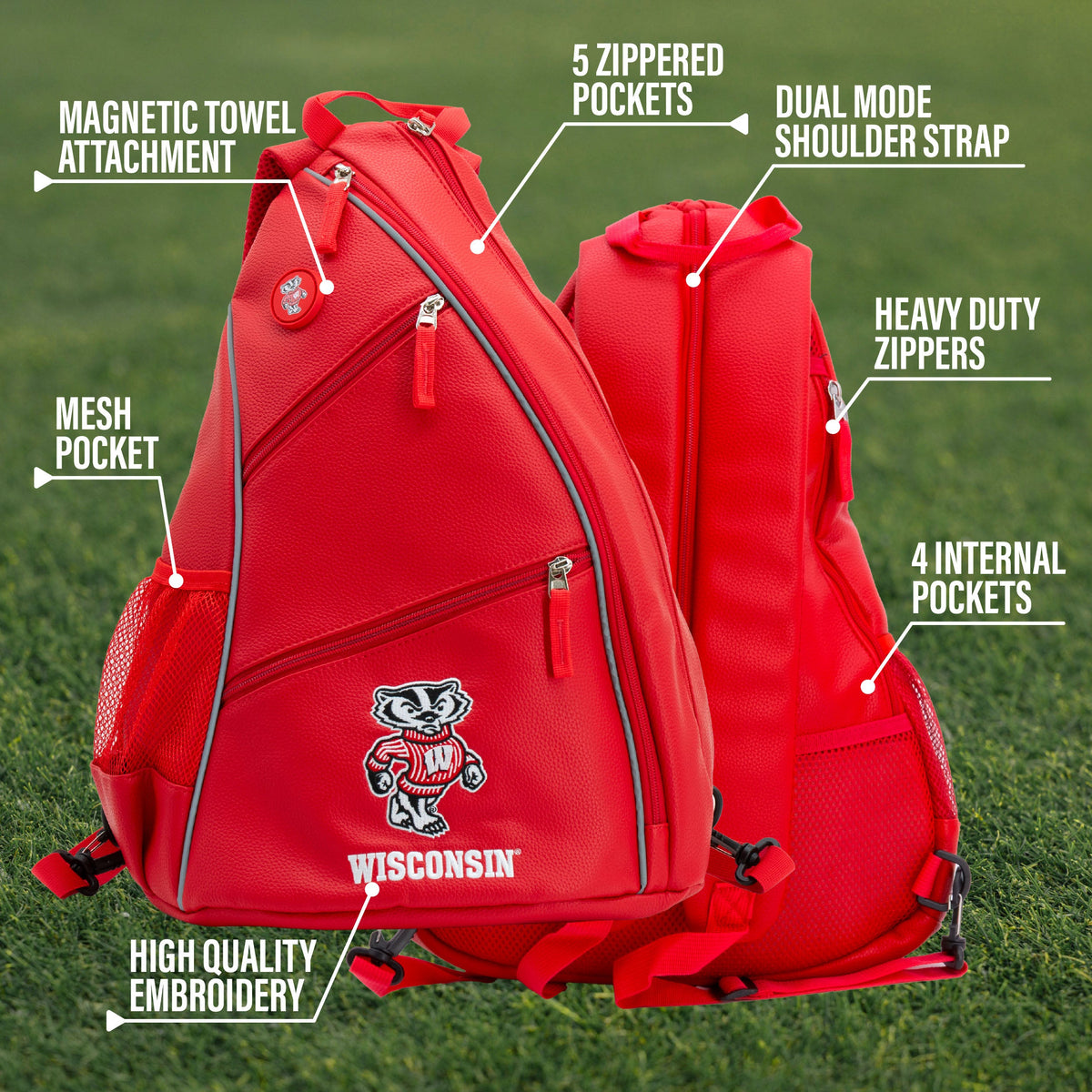 Wisconsin Badgers PU Leather Backpack