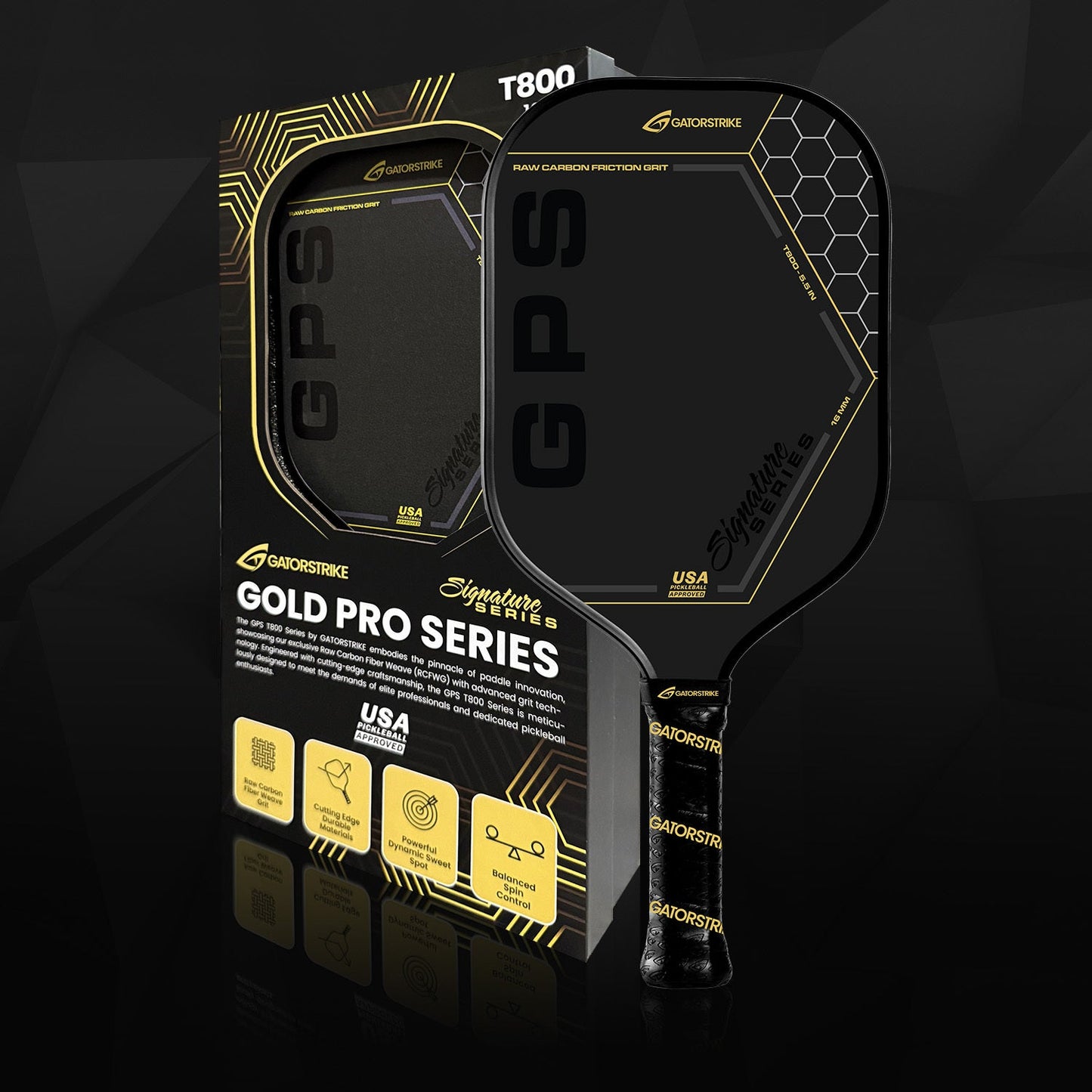 Gold Pro Power T800 Power (16mm) Raw Carbon Fiber Weave Grit
