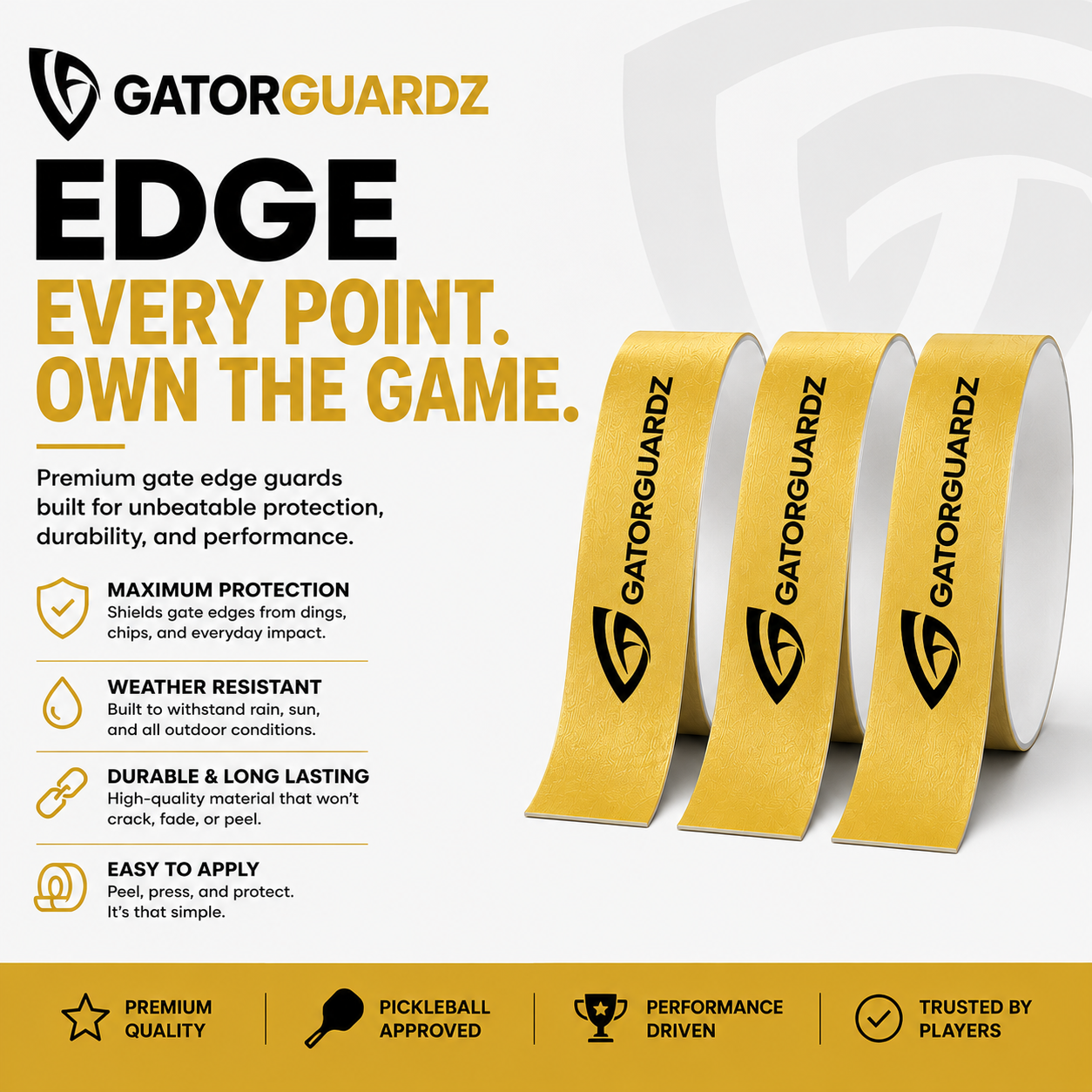 Pickleball Paddle Edge Guard Tape — Chip & Scratch Protection (3-Pack)
