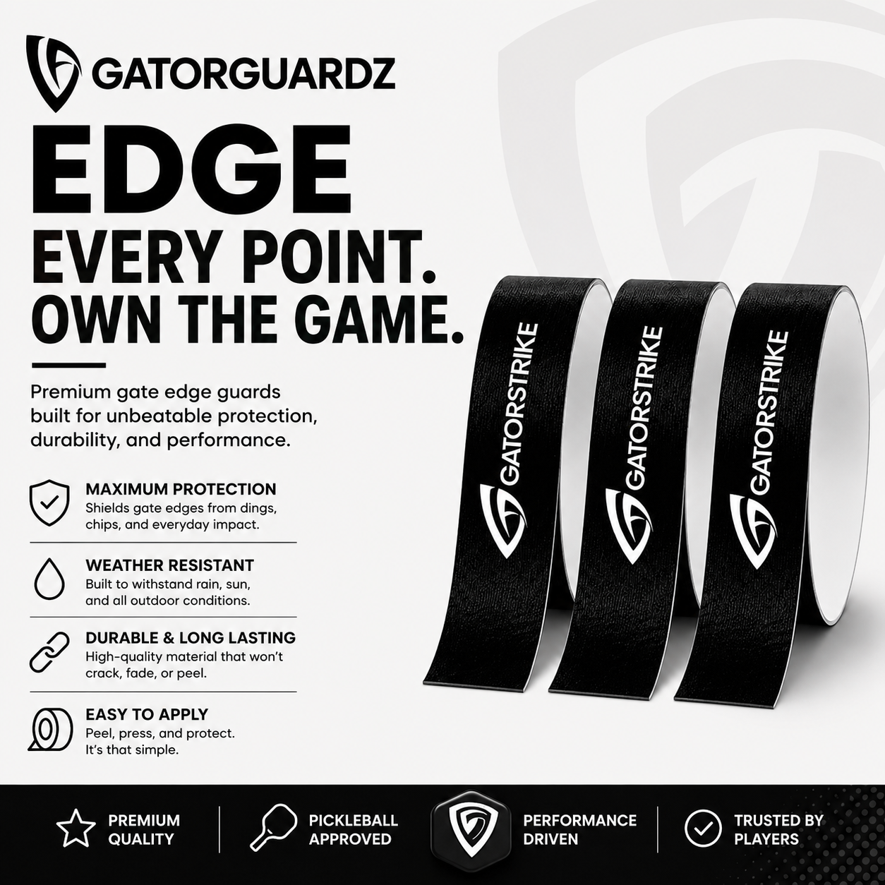 Pickleball Paddle Edge Guard Tape — Chip & Scratch Protection (3-Pack)