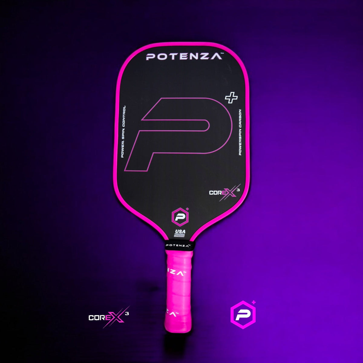 P+ PowerSpin Carbon COREx3 (Neon Pink, Elongated Face)