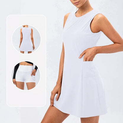 Women's Tennis Dress With Separate Shorts Sleeveless