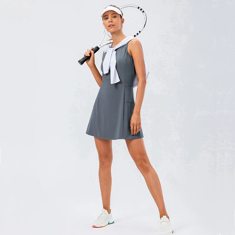 Women's Tennis Dress With Separate Shorts Sleeveless