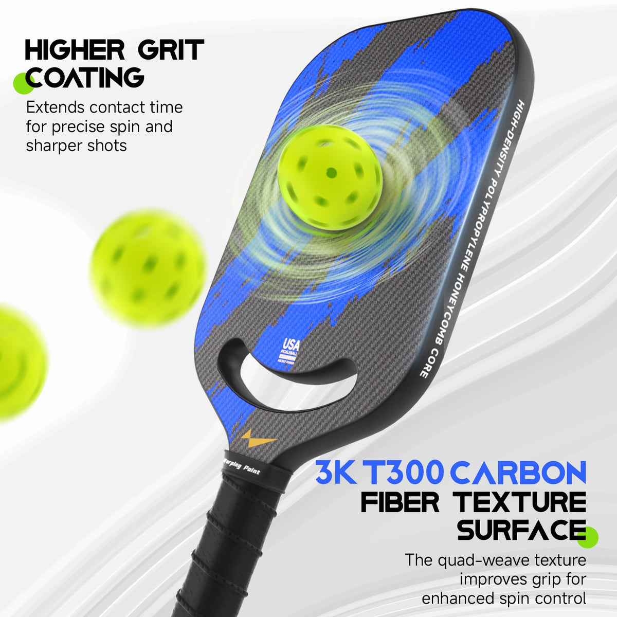 Ascent Power Blue Pickleball Paddle – 20mm Core for Spin & Stability