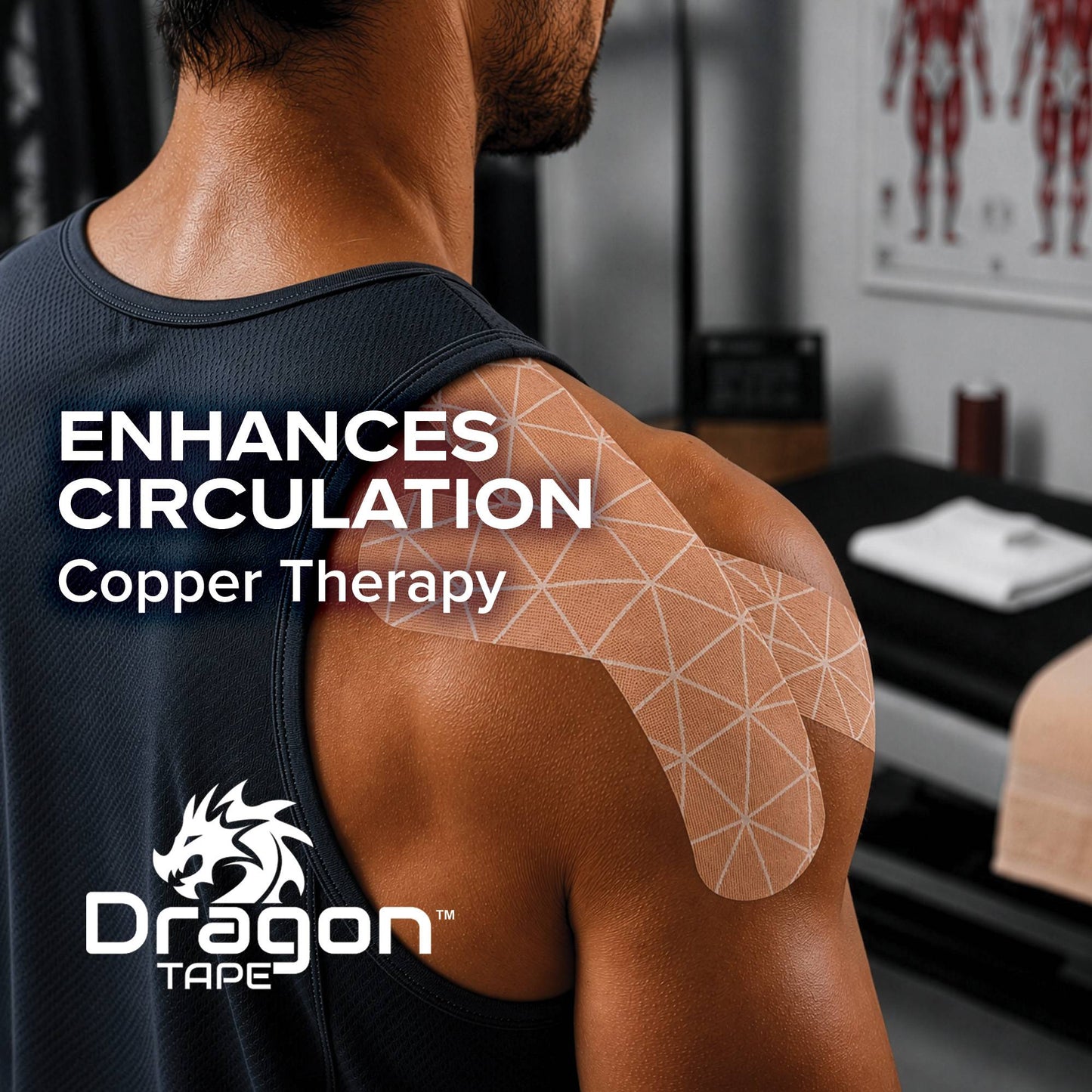 Dragon Tape Copper-Infused Kinesiology Tape – 20 Precut Strips