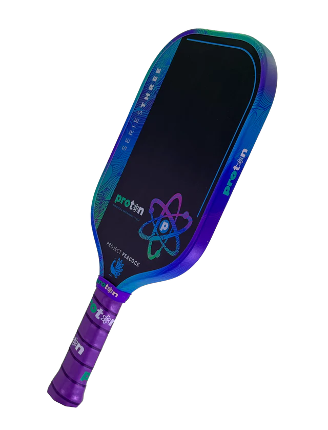 Proton Project Peacock 15mm Elongated Black/Jade/Plum Pickleball Paddle