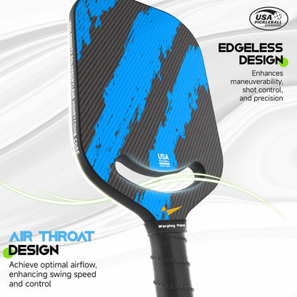 Ascent Power Sky Blue Paddle – 20mm 3K T300 Carbon Fiber Pickleball for Power & Precision